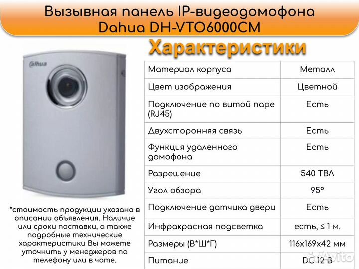 Вызывная панель IP-видеодомофона DH-VTO6000CM