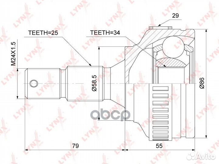 Шрус внешний перед прав/лев CO3914A lynxauto
