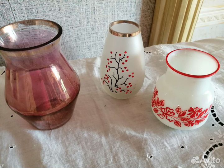 Вазы из цветного стекла СССР