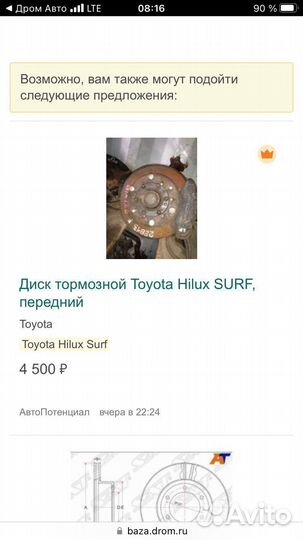 Тормозной диск на Surf