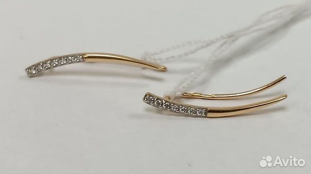 Золотые серьги с фианитом