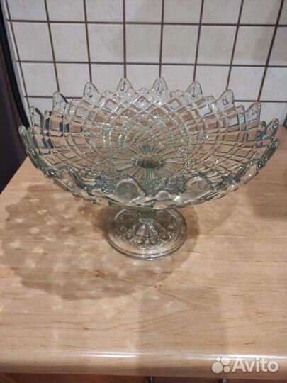 Ваза для фруктов на ножке стекло Мальцев