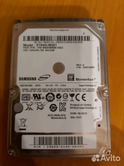 Жесткий диск Samsung для ноутбука