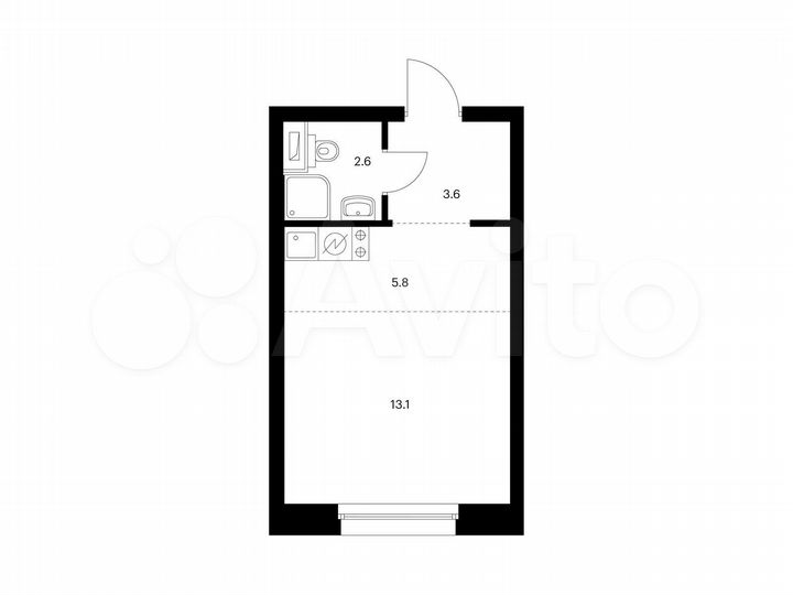 Квартира-студия, 25,1 м², 37/53 эт.
