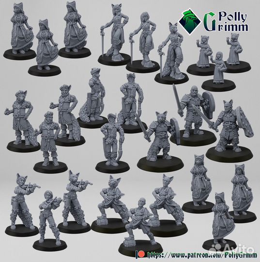 35 мм Миниатюры Фентези Котики и не только DnD