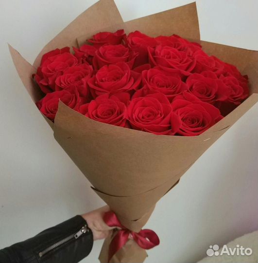 Букет из 15 красные розы Цветы Розы