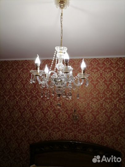 Комплект люстра и бра хрусталь