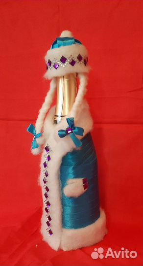 Новогоднее украшение на бутылку