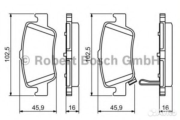 Колодки тормозные дисковые задние bosch 0986494182 для а/м toyota auris