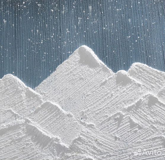 Картина маслом горы под звездным небом