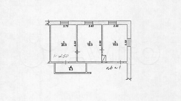 2-к. квартира, 66,3 м², 1/1 эт.