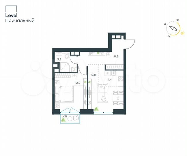 2-к. квартира, 40,8 м², 10/33 эт.
