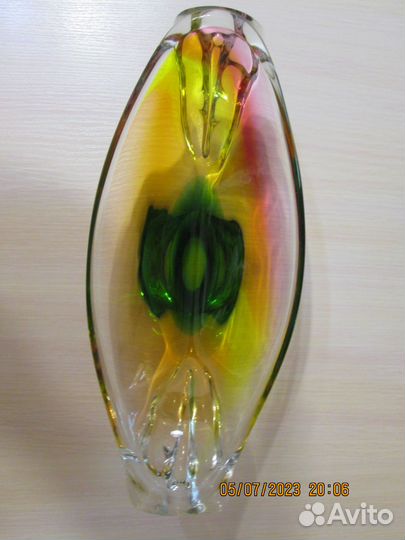 Ваза для фруктов, чсср, цветное стекло, 1960-е гг