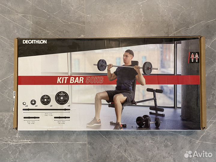 Комплект штанга гантели блины