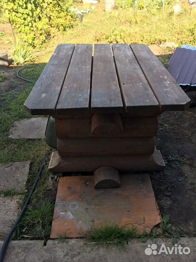 Стол и лавка из бруса
