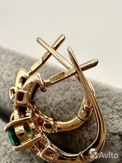 Серьги. Бриллианты, изумруды 585 проба