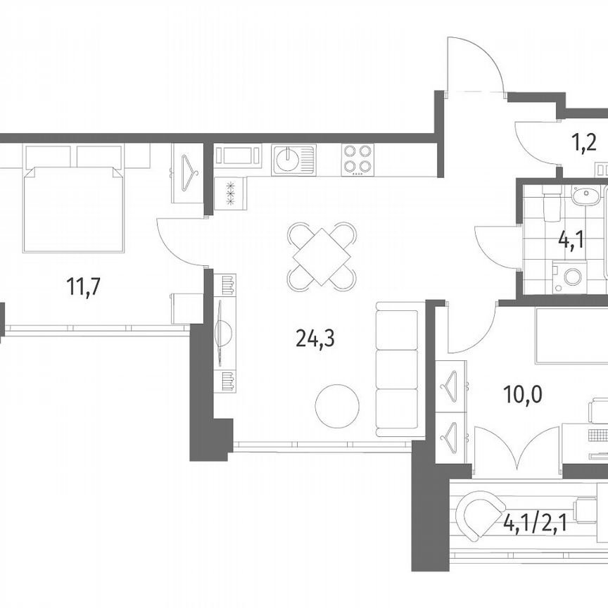 2-к. квартира, 54,2 м², 9/12 эт.