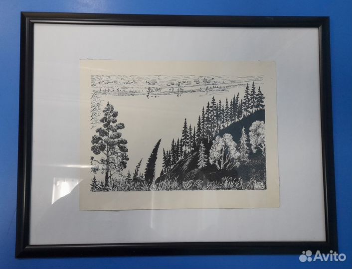 Графика Живопись река Кама. 1961 г. Бугаенко Е. И