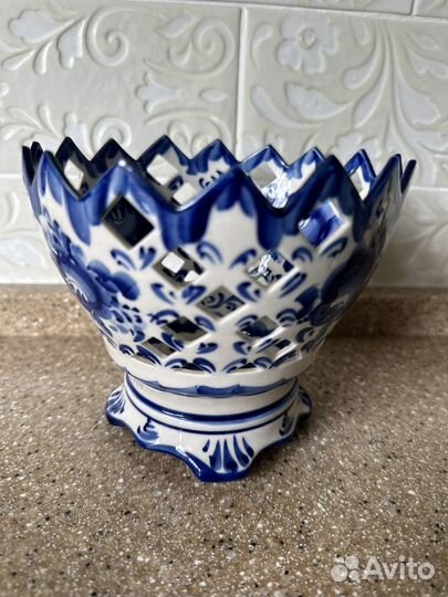 Ваза для фруктов гжель авторская