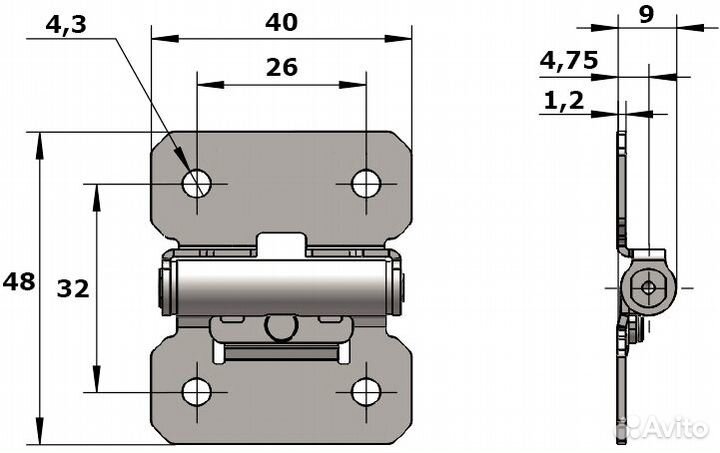 Петля с регулировкой усилия L312C, нерж