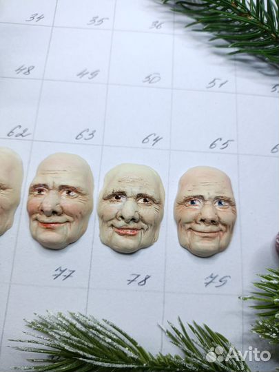 Лица для игрушки из ваты. (дедушка)