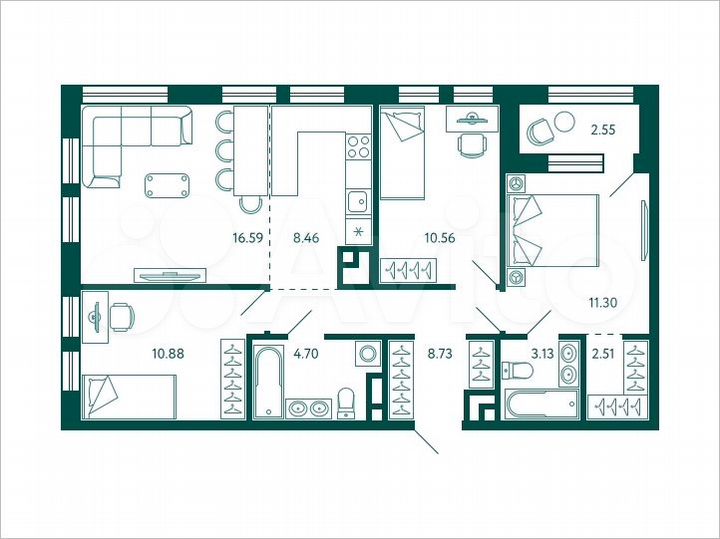 3-к. квартира, 78,1 м², 15/28 эт.