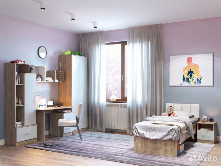 Полка навесная-1 Лего (Дуб бунрати/Белый)