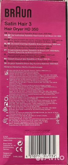 Фен braun satin hair 3 hair dryer hd 350
