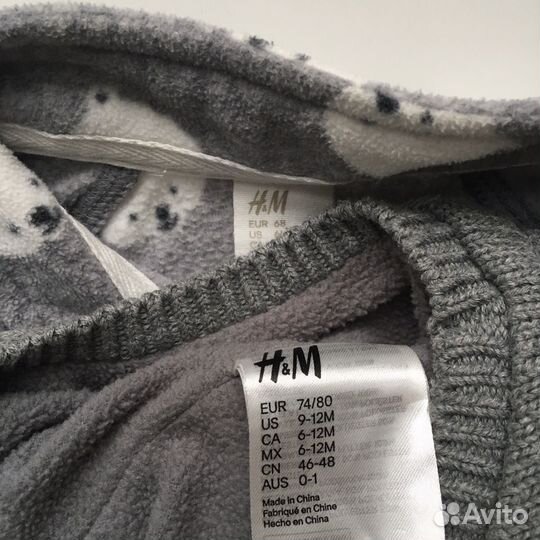 Шапка шлем и флисовый комбинезон H&M