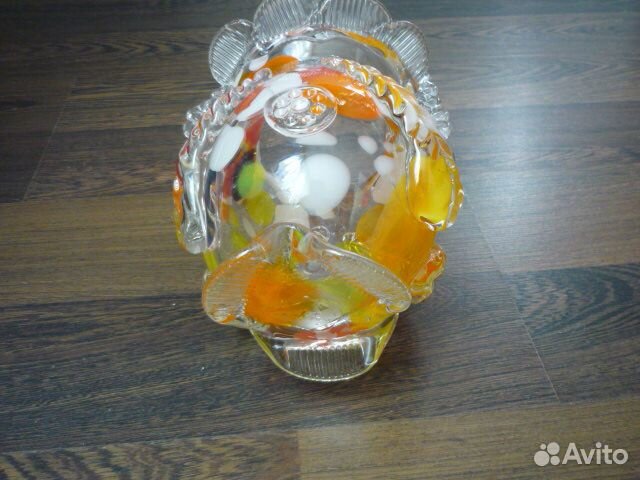 Ваза корзинка конфетница цветное стекло СССР
