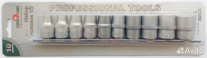 Набор головок 1/2 10 предметов (8, 10, 12, 13, 14