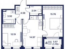 2-к. квартира, 54 м², 1/5 эт.