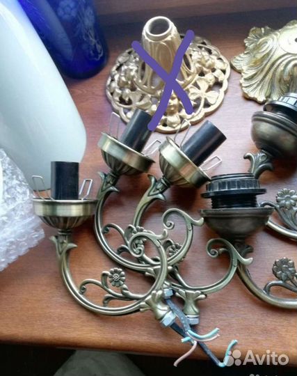 Детали люстры светильники бра много