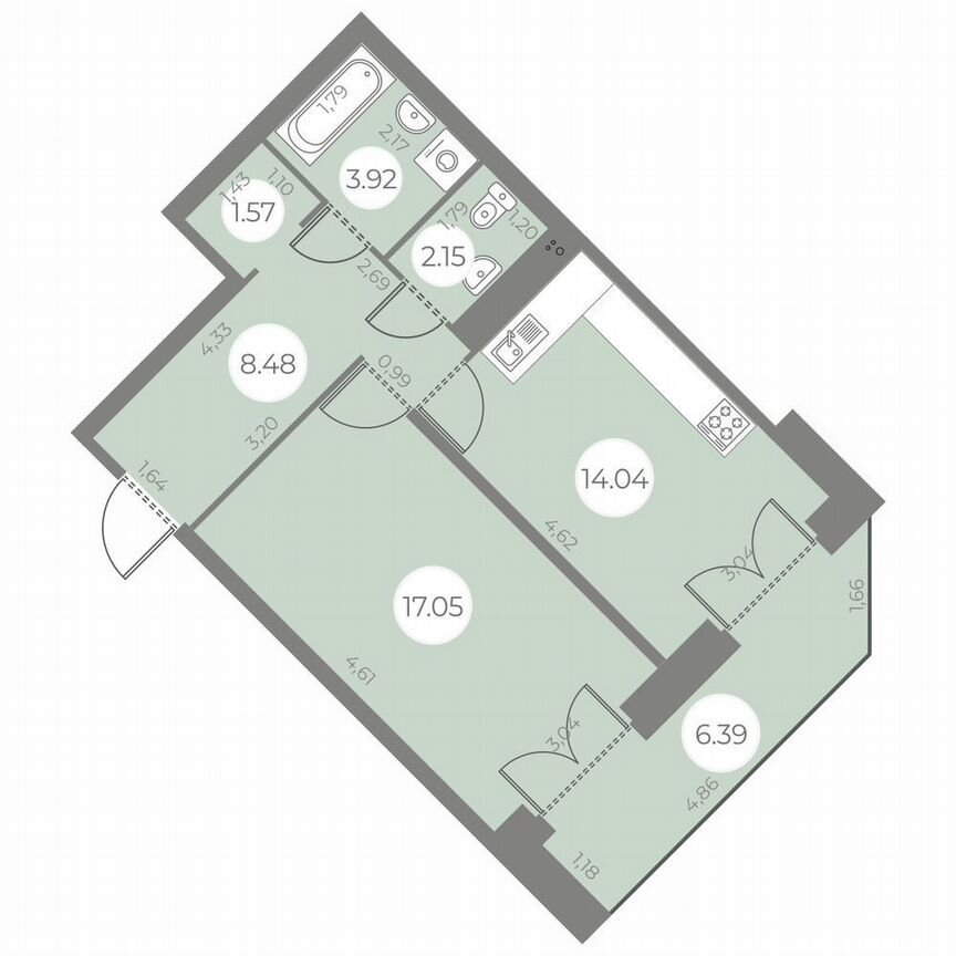 1-к. квартира, 50 м², 3/20 эт.