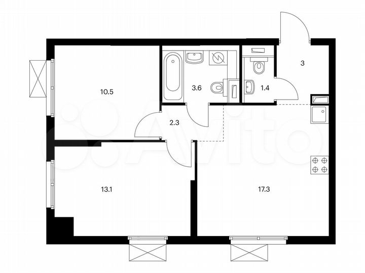 2-к. квартира, 51,2 м², 9/24 эт.