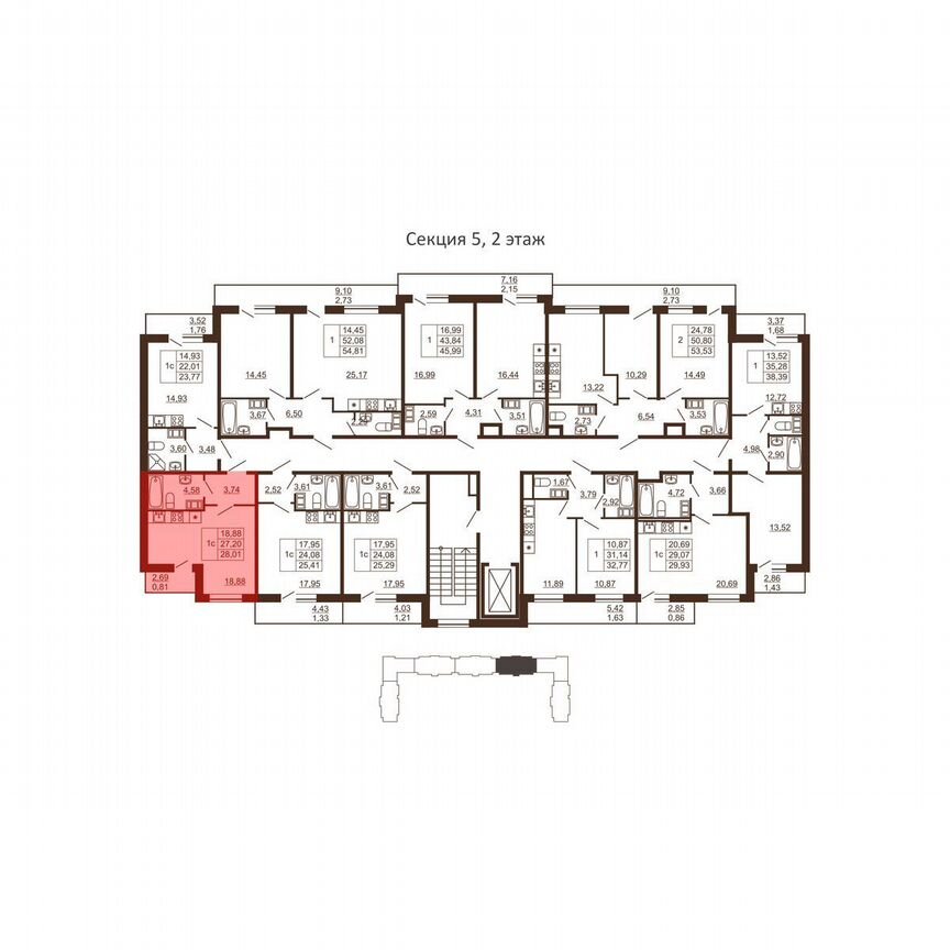 Квартира-студия, 28 м², 5/6 эт.