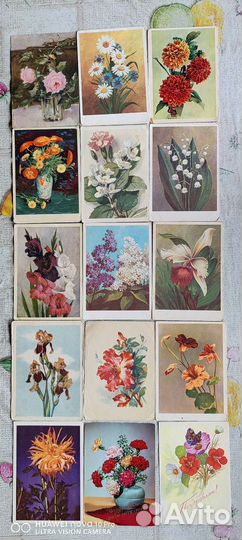 Открытки СССР, цветы 50-60-70г.ГДР и др