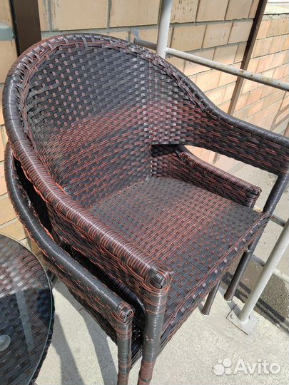 Стол и два стула комплект искусственный ротанг