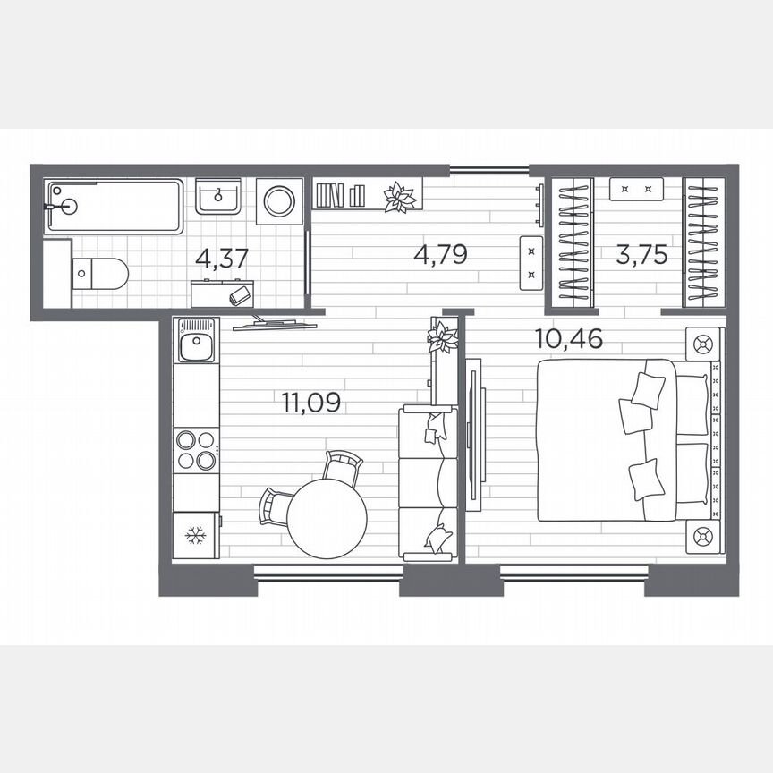 1-к. квартира, 34,5 м², 4/5 эт.