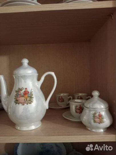 Кофейный сервиз СССР перламутровый пастушка