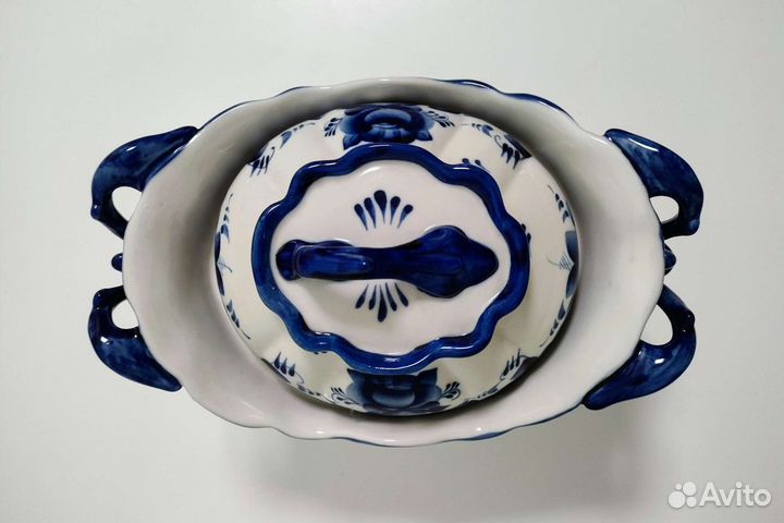 Супница посуда Гжель новая