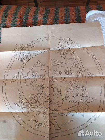 Канва натуральная,Схемы д/выш.старинные