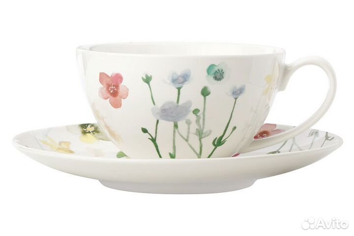 Чашка с блюдцем Лесные цветы, 0,4 л, Фарфор