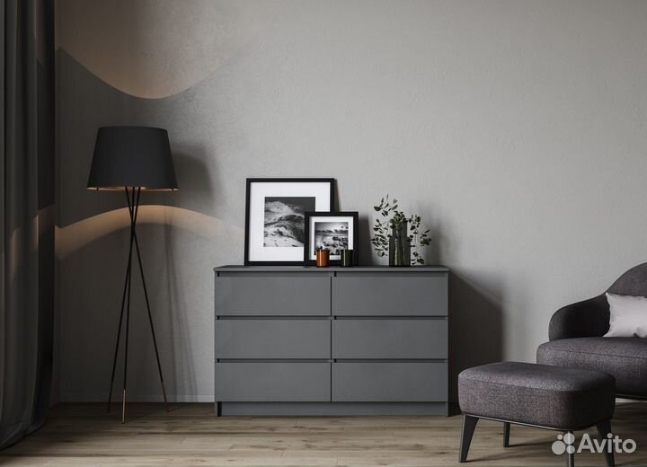 Комод 6 ящиков графит