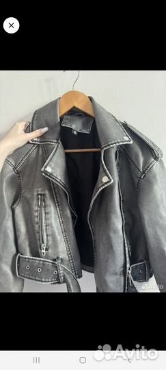 Кожаная куртка косуха оверсайз