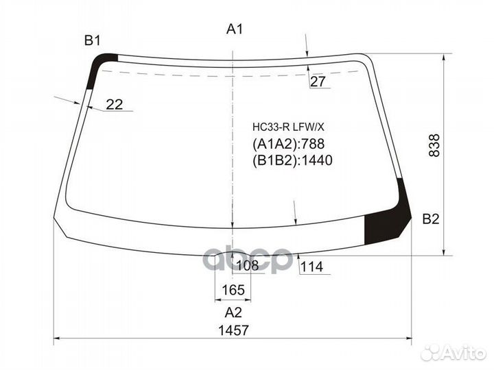 Стекло лобовое Nissan Laurel 88-92 / Leopard 92