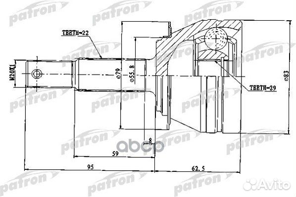 Шрус наружный 22x52x29 daewoo: nexia 95-97, NEX