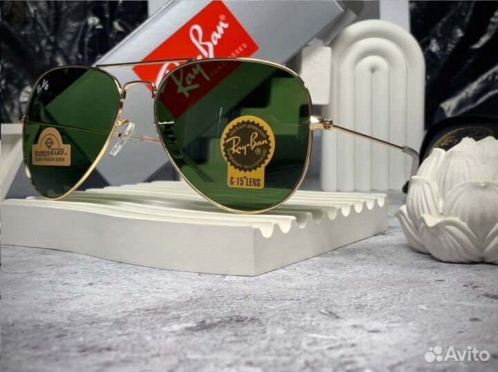 Очки Ray Ban Aviator зеленые линзы