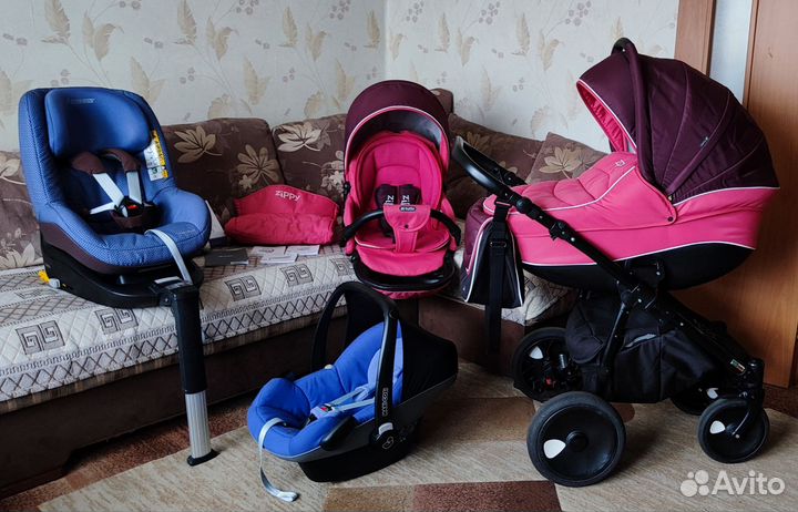 Коляска 2 в 1+автолюлька+база+авто кресло