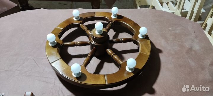 Люстра колесо, люстра из дерева